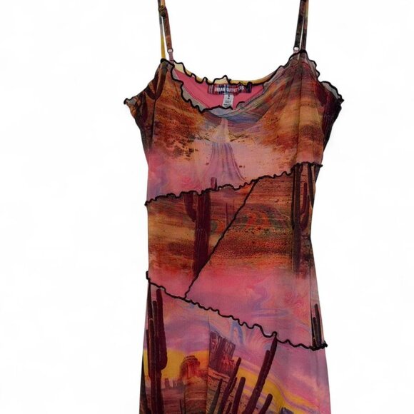 Urban Outfitters Moxie Cactus Desert Mesh Mini Dress Size Small - Picture 3 of 6